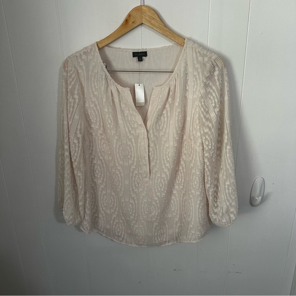 Talbots Tops - Talbots Cream 3/4 Sleeve Blouse with Puff Sleeves